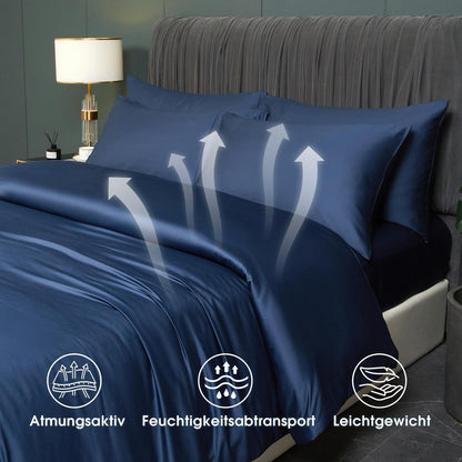 Kühlende Bambus Bettwäsche Set Dunkelblau 135x200 cm 4tlg.