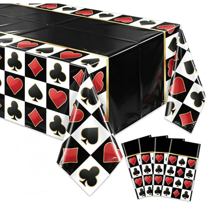 4x Casino Tischdecke Schwarz Rechteckig Poker Party Deko