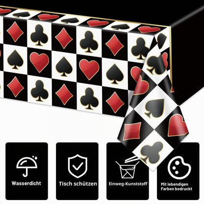 4x Casino Tischdecke Schwarz Rechteckig Poker Party Deko