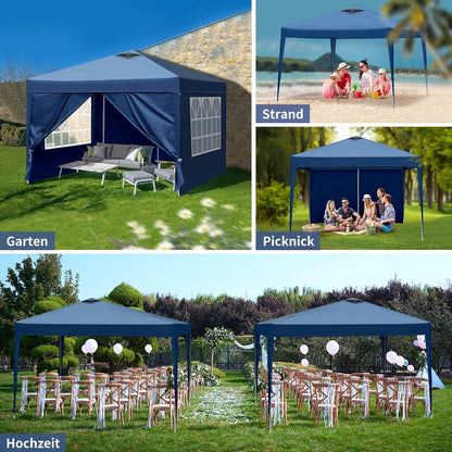 3x3m Pop-Up Pavillon – Wasserdicht & Höhenverstellbar (Blau)