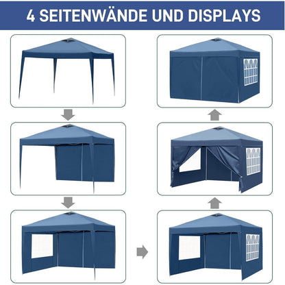 3x3m Pop-Up Pavillon – Wasserdicht & Höhenverstellbar (Blau)