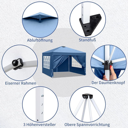 3x3m Pop-Up Pavillon – Wasserdicht & Höhenverstellbar (Blau)
