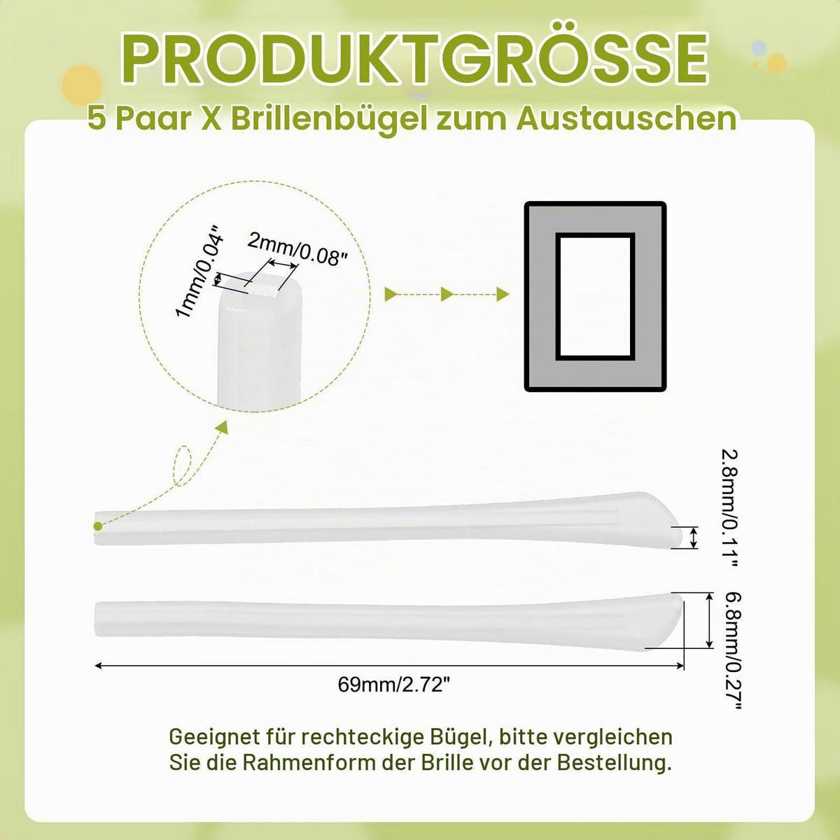 Silikon Brillenbügel Ersatz – Anti-Rutsch Endkappen 1x2mm