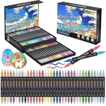 Acrylstifte Set 72 Farben – Wasserfest für Steinmalerei
