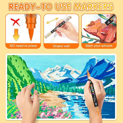 Acrylstifte Set 72 Farben – Wasserfest für Steinmalerei