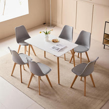 Esszimmer-Set Holz mit 6 skandinavischen Stühlen Grau