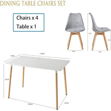 Esszimmer-Set Holz mit 6 skandinavischen Stühlen Grau