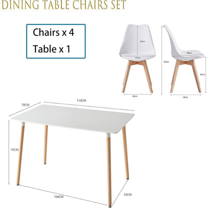 Esszimmer-Set Holz mit 6 skandinavischen Stühlen Weiß