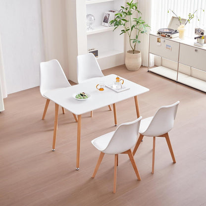Esszimmer-Set Holz mit 6 skandinavischen Stühlen Weiß