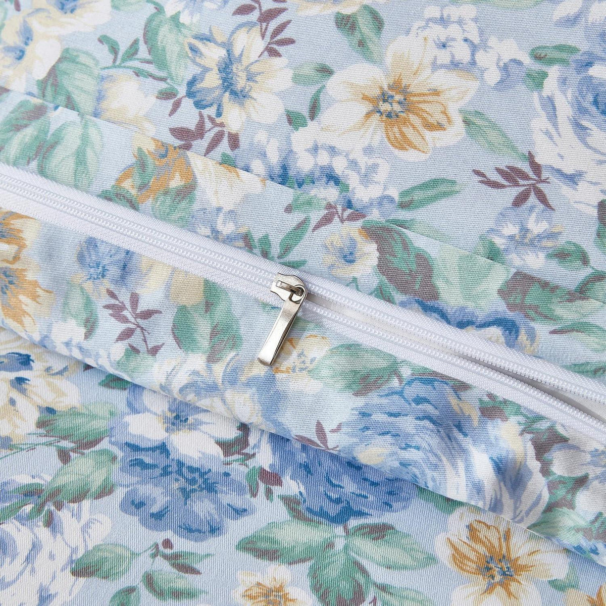 Blumenmuster Bettwäsche 135x200 Baumwolle Blau
