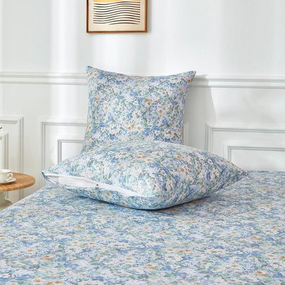 Blumenmuster Bettwäsche 135x200 Baumwolle Blau