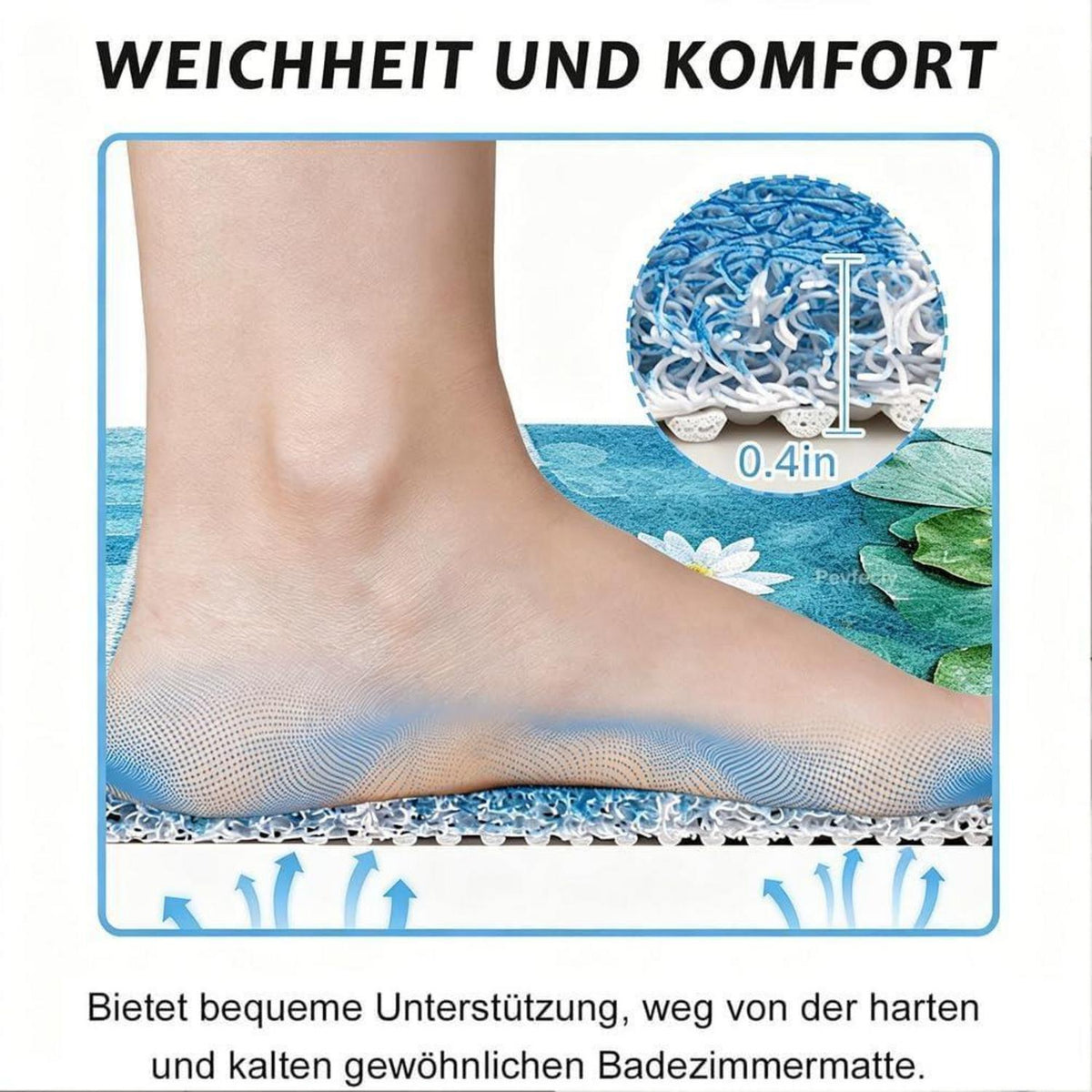 Rutschmatte Dusche 130x150 cm – Antirutsch, Modern & Ablaufloch