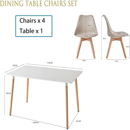 Esszimmer-Set Holz mit 4 skandinavischen Stühlen