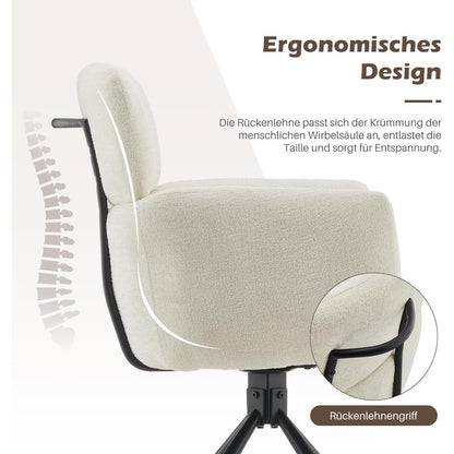 Drehbarer Esszimmerstuhl Chenille Beige – Bequemer Bürostuhl