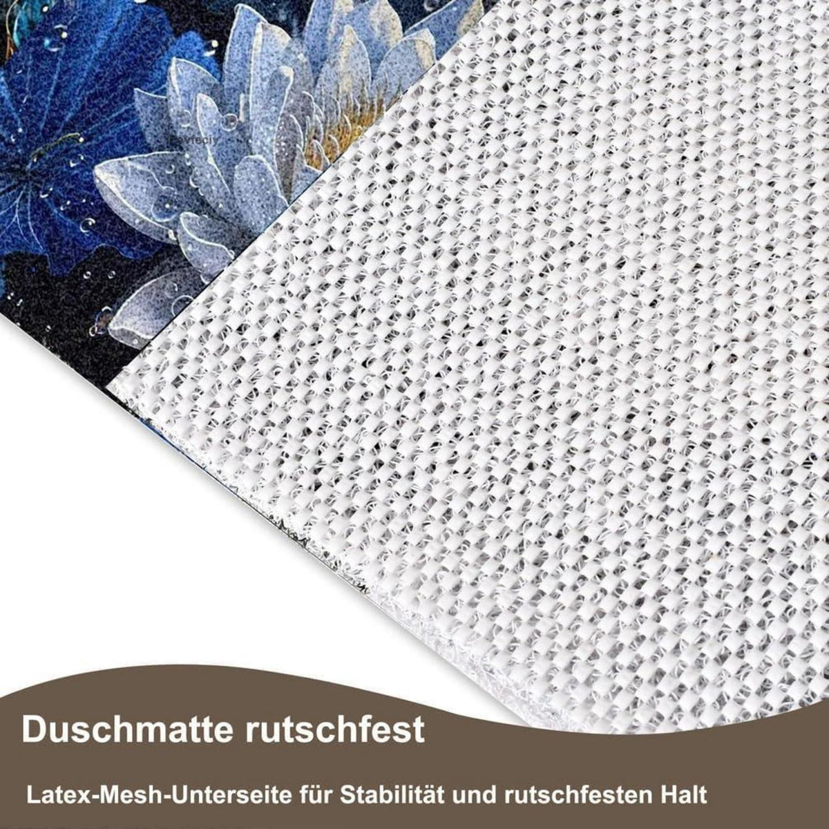 Rutschfeste Duschmatte 80x150 cm – Modernes Lotus-Muster