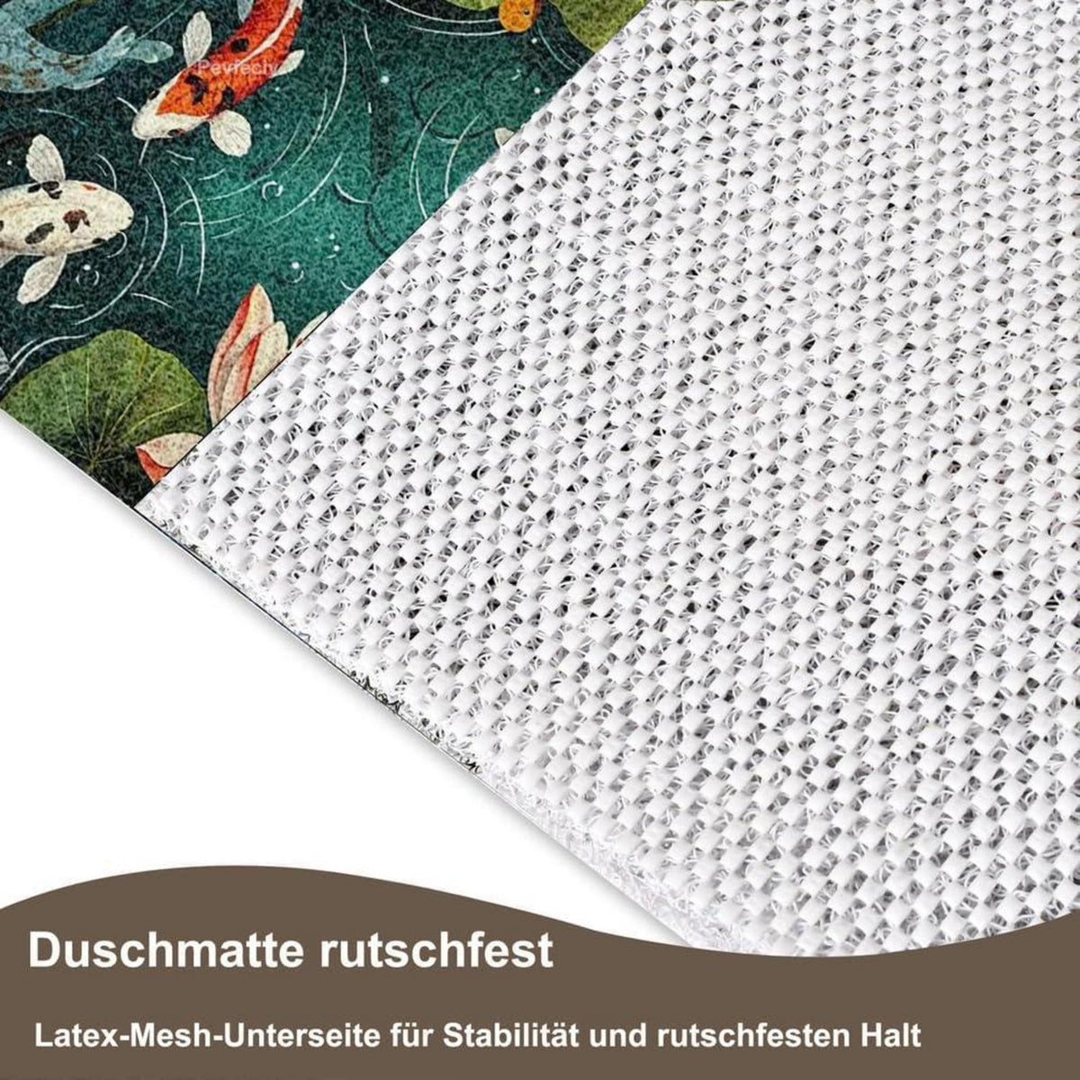Rutschfeste Duschmatte 150x150 cm – Modernes Lotus-Muster