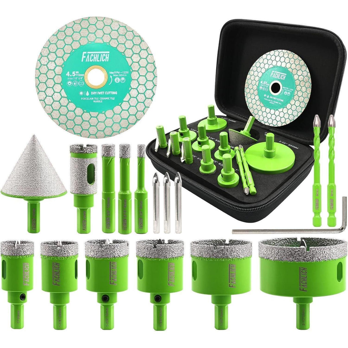 Diamant Fliesenbohrer Set 17-teilig mit Transportbox