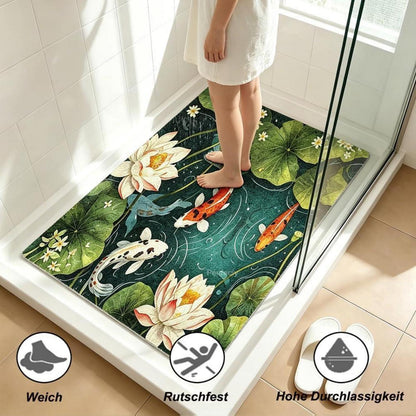 Rutschfeste Duschmatte 100x100 cm – Modernes Lotus-Muster
