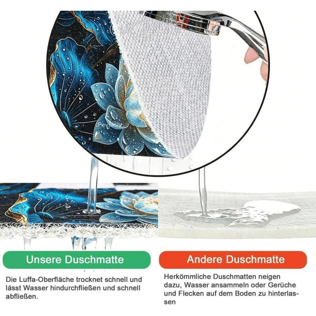 Rutschfeste Duschmatte 150x150 cm – Modern & Komfortabel
