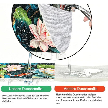 Rutschfeste Duschmatte 70x150 cm – Modernes Lotus-Muster