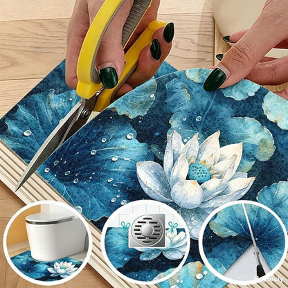 Rutschfeste Duschmatte 130x130 cm – Modernes Lotus-Muster