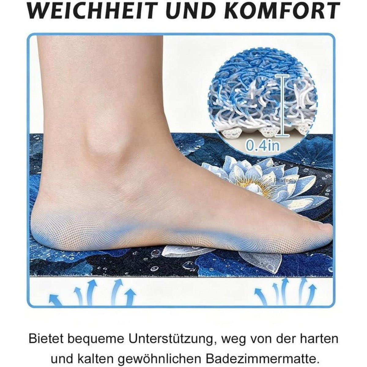 Rutschfeste Duschmatte 110x150 cm – Modernes Lotus-Muster