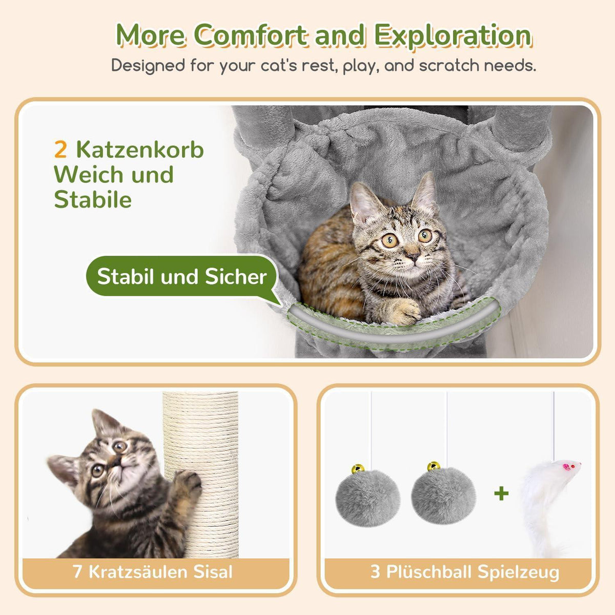 XXL Eck-Kratzbaum für Große Katzen – Stabil & Platzsparend