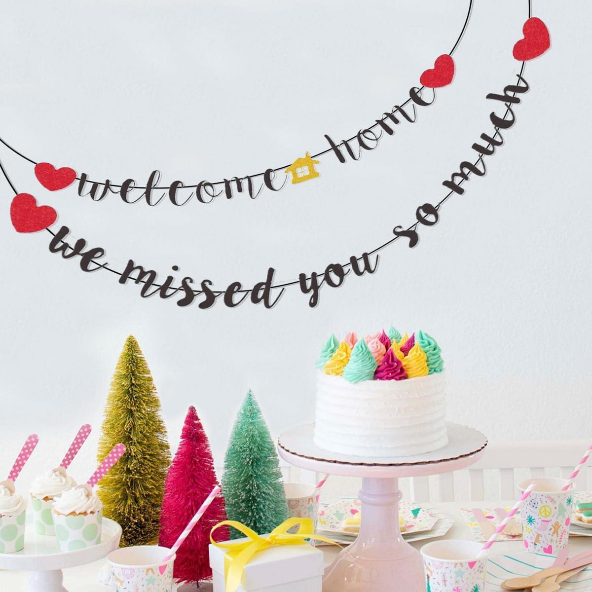 Willkommensdeko Set mit Herzen & Haus – Home Decor Banner