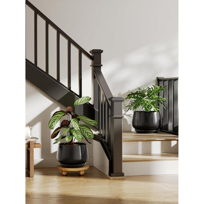 Keramik Übertopf 30cm mit Untersetzer – Pflanztopf Schwarz