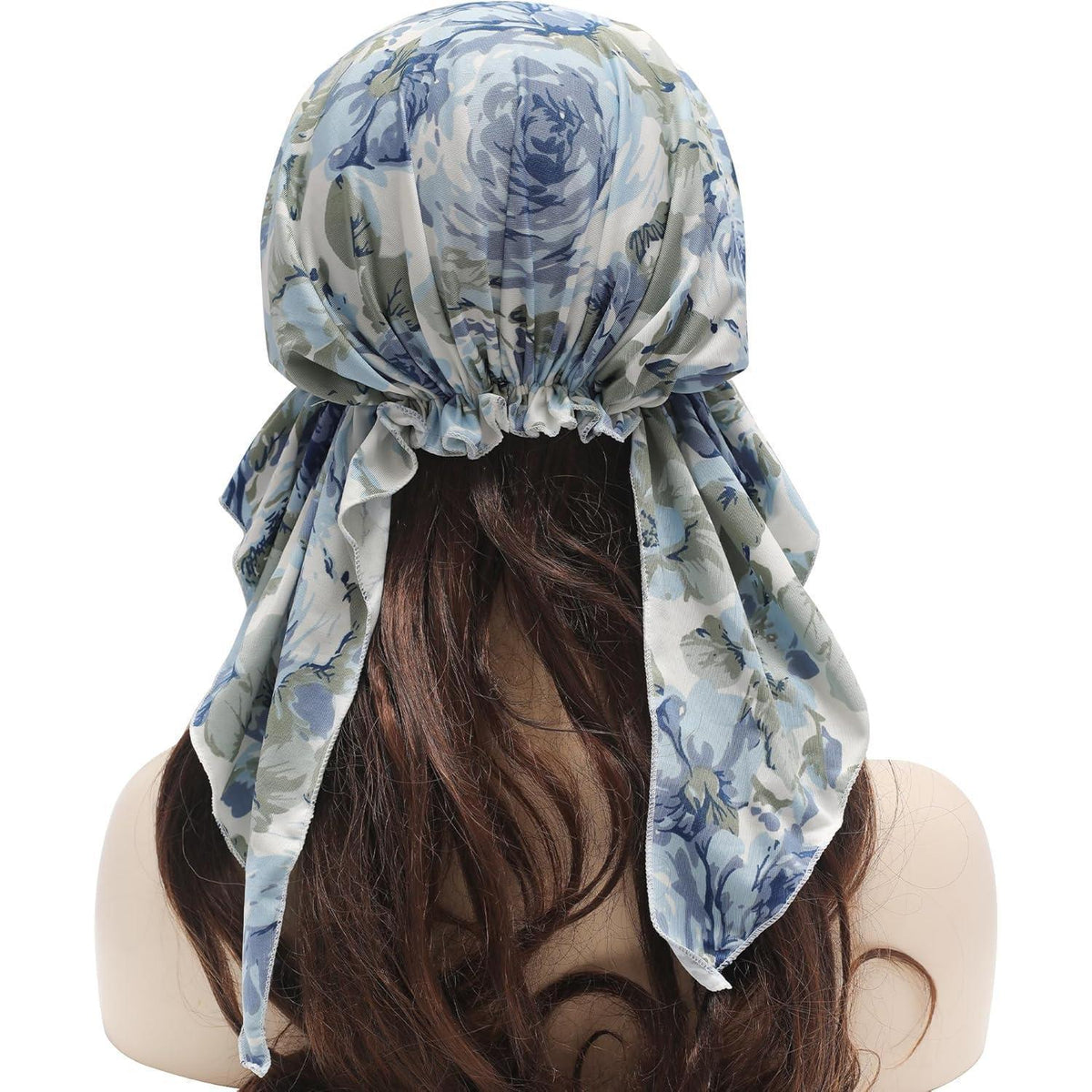 Damen Chemo Kopfbedeckung mit Krempe & blauer Rose
