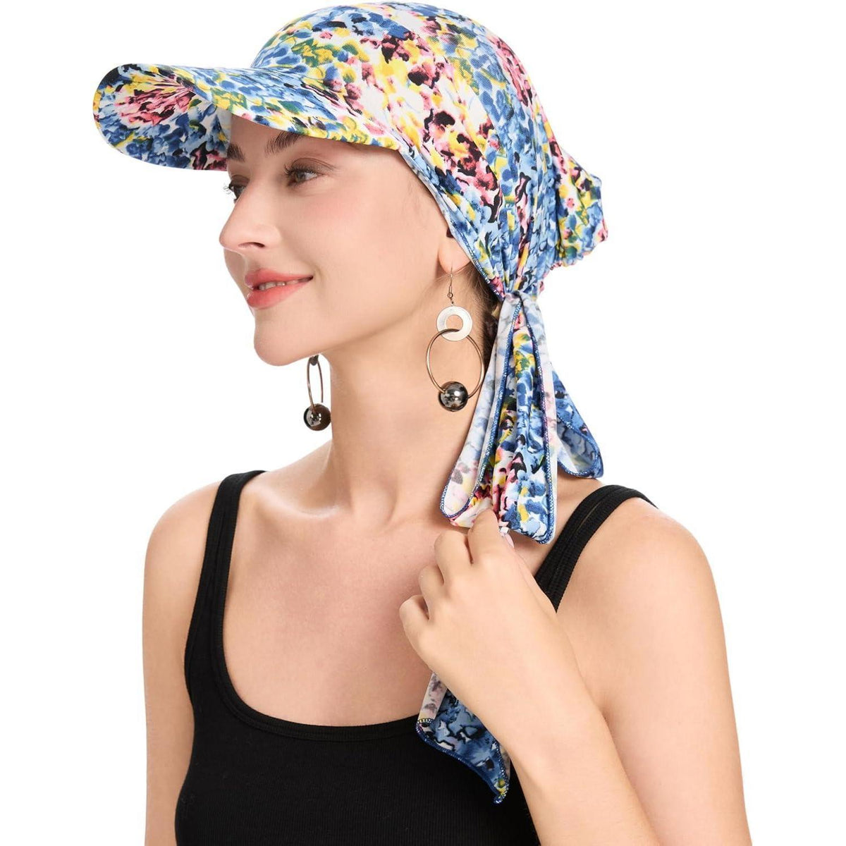 Damen Chemo Kopfbedeckung mit Krempe, Blau – Bequeme Visier Mütze