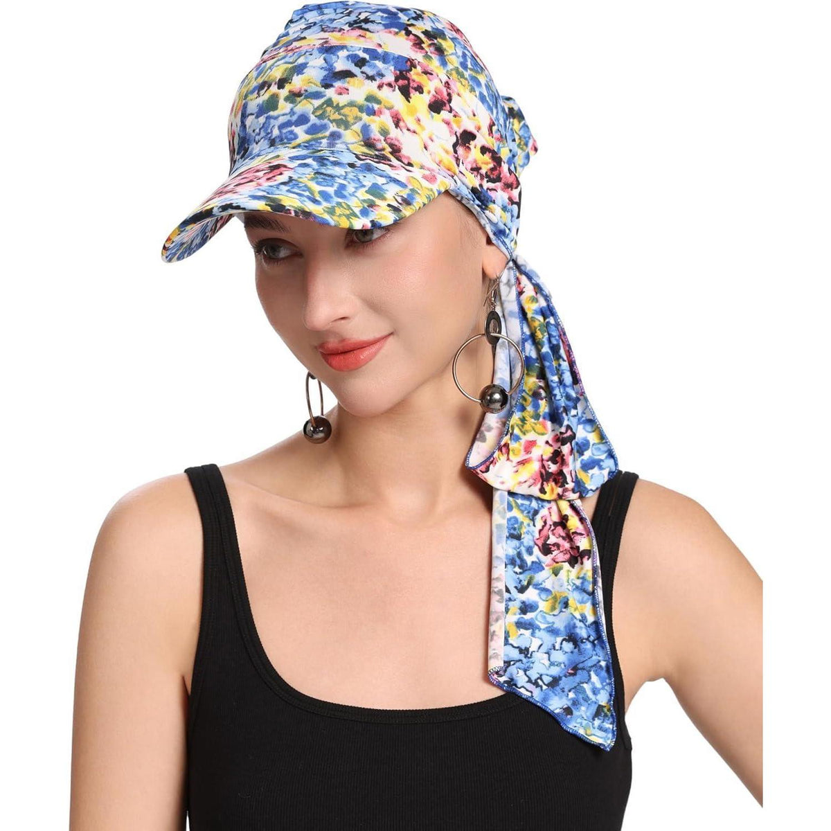 Damen Chemo Kopfbedeckung mit Krempe, Blau – Bequeme Visier Mütze