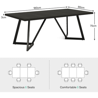 180cm Schreibtisch – Moderner Computertisch mit Metallgestell Schwarz