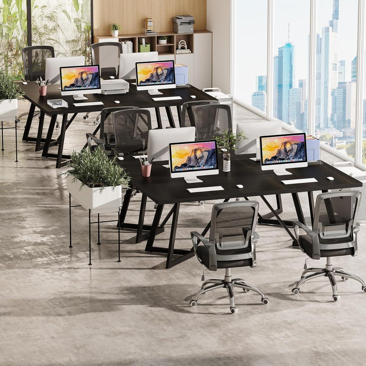 180cm Schreibtisch – Moderner Computertisch mit Metallgestell Schwarz