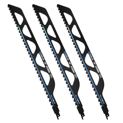 Säbelsägeblätter Stein 455mm Hartmetall 3 Stück für Porenbeton & Metall