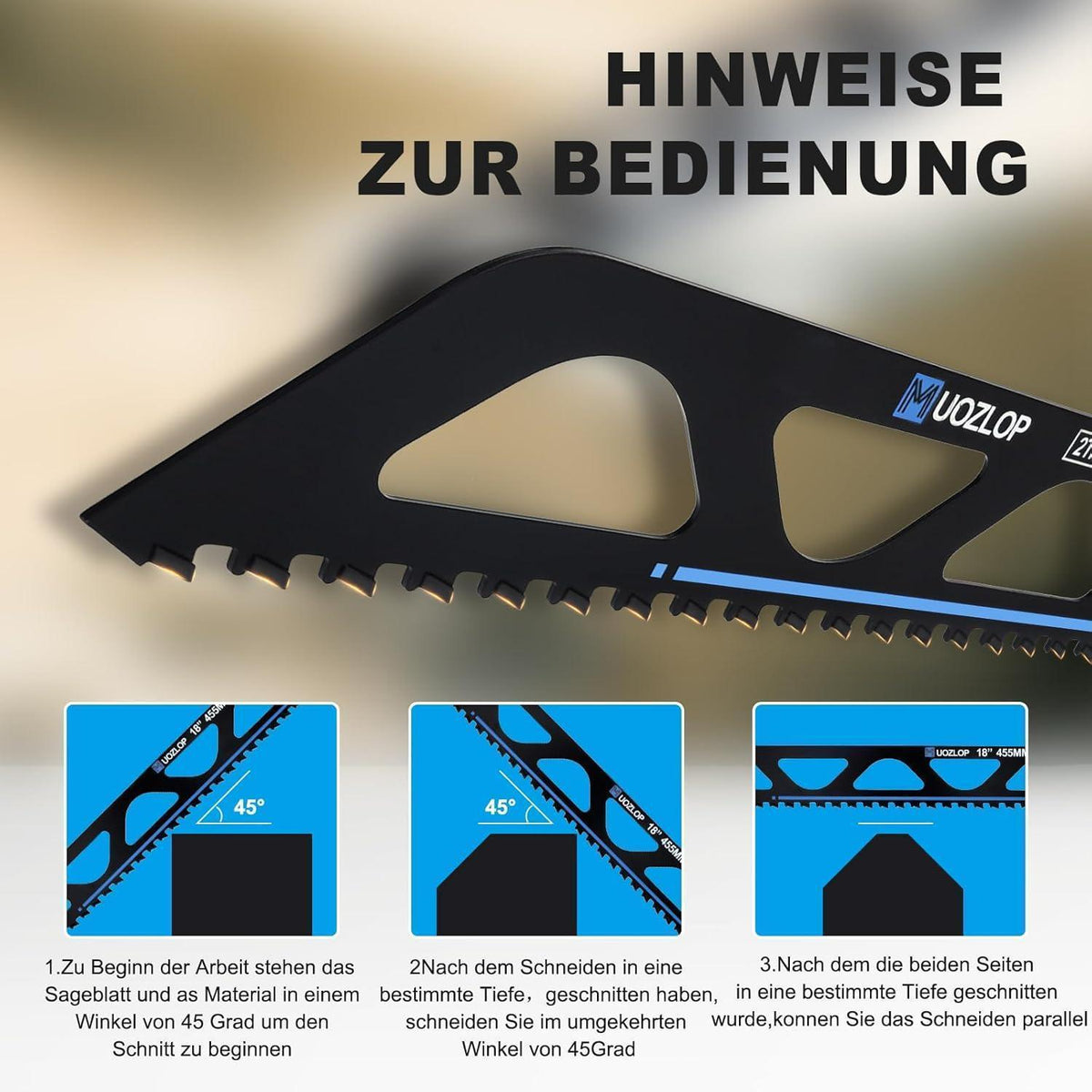 Säbelsägeblätter Stein 455mm Hartmetall 3 Stück für Porenbeton & Metall
