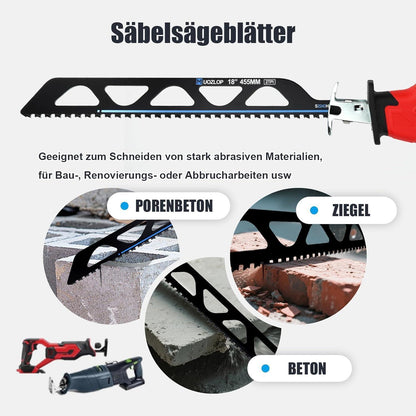Säbelsägeblätter Stein 455mm Hartmetall 3 Stück für Porenbeton & Metall