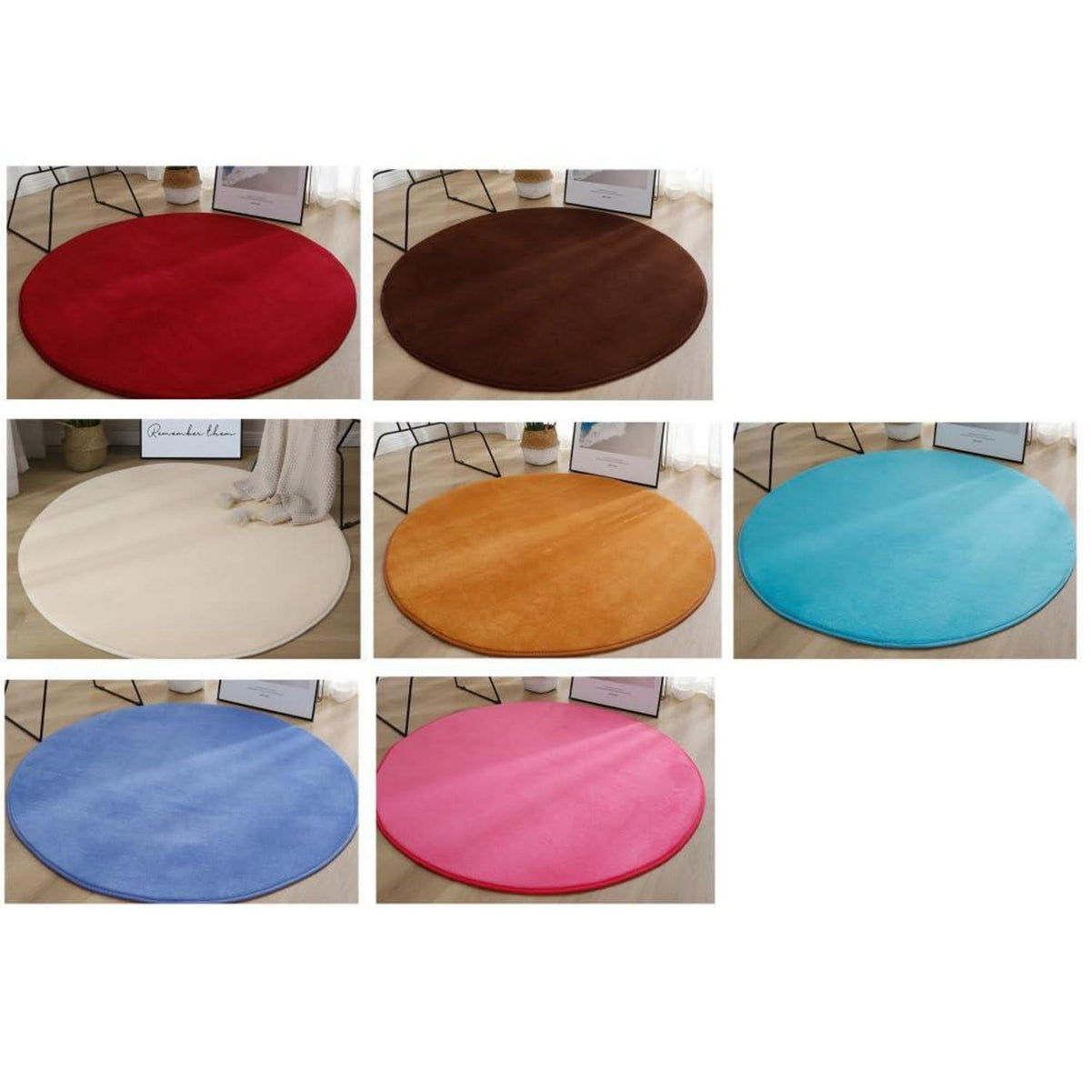 Runder Korallensamt Teppich – Rutschfest & Waschbar, Rosa 200cm