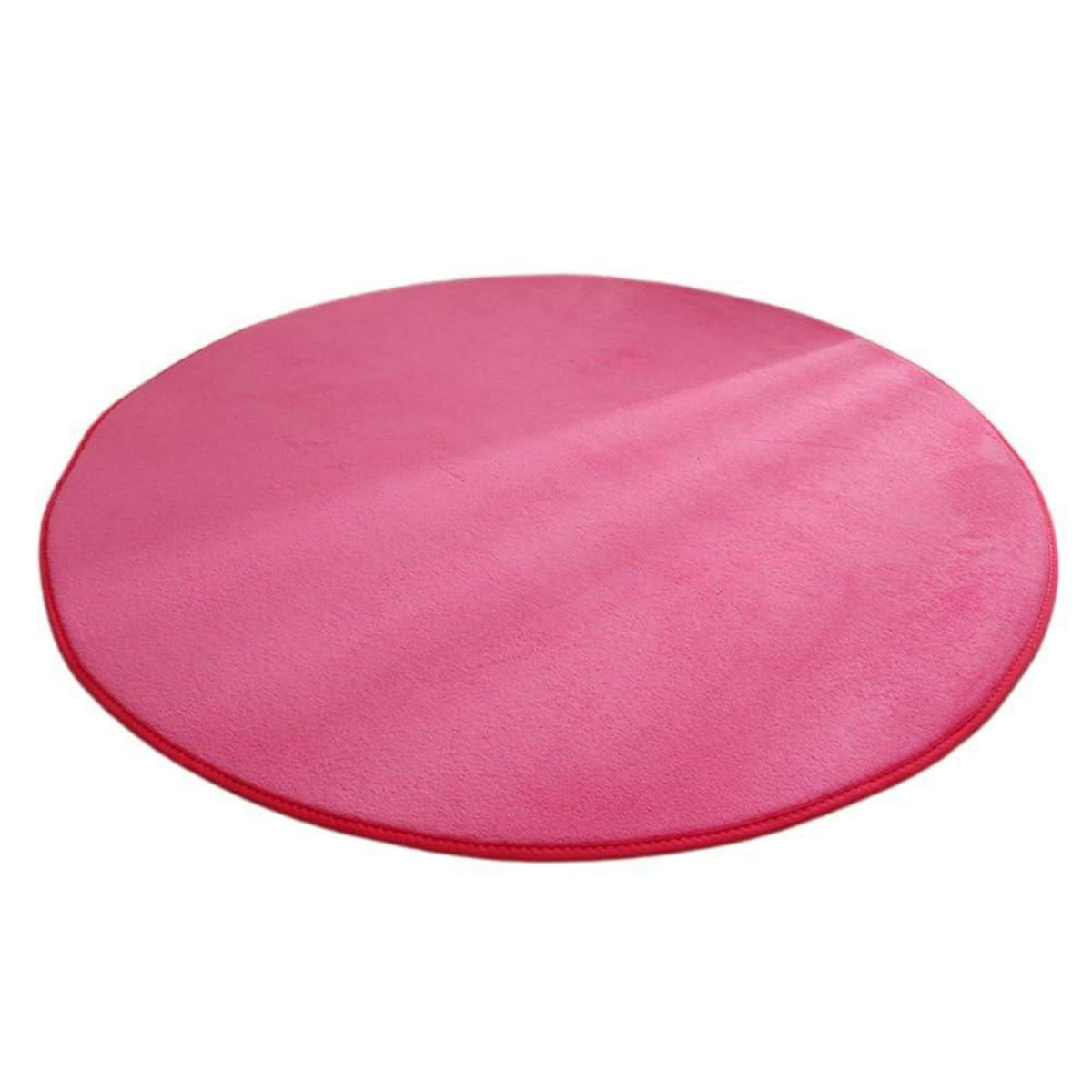 Runder Korallensamt Teppich – Rosenrot 180cm, Rutschfest & Waschbar
