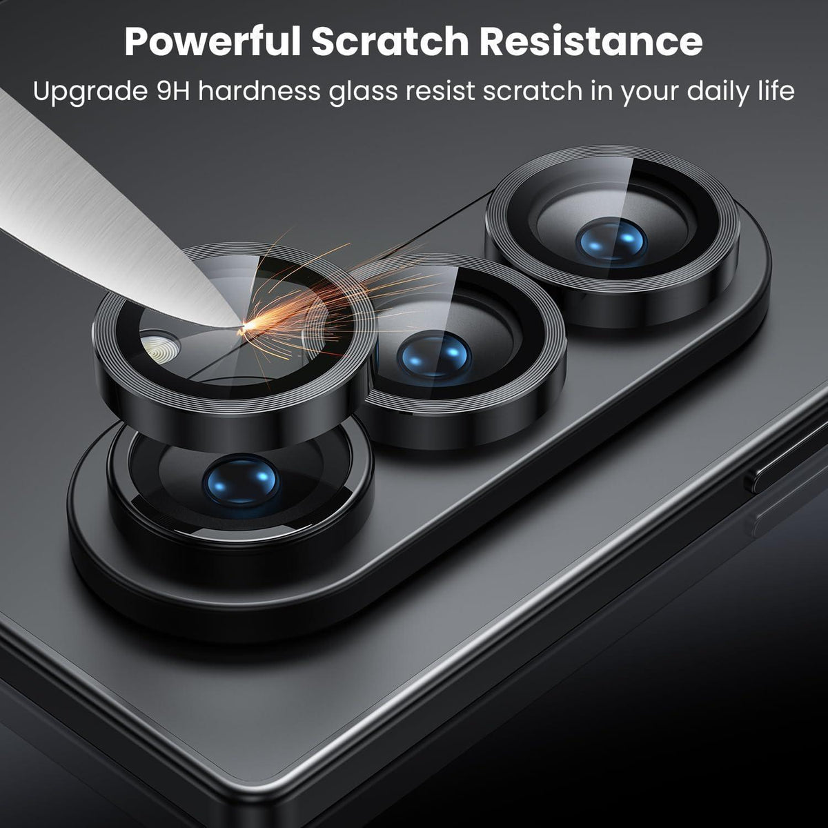 Kameraschutz für Galaxy Z Fold 7, gehärtetes Glas, Titan Schwarz