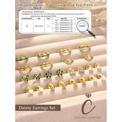 12 Paar Ohrringe Set Gold Silber | Edelstahl Piercing für Damen Herren