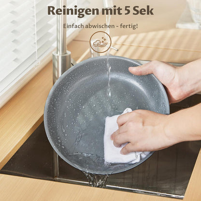 17-tlg. Keramik Topfset Grau – Abnehmbare Griffe & Vielseitig