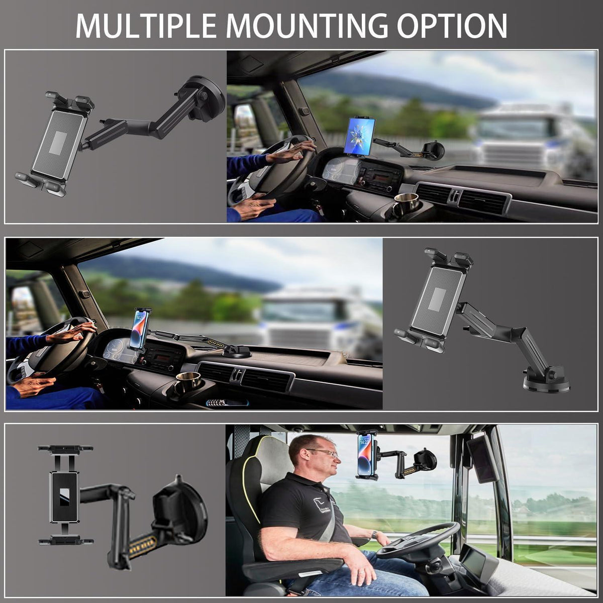 LKW Tablet Halterung mit Langem Arm & Starkem Saugnapf