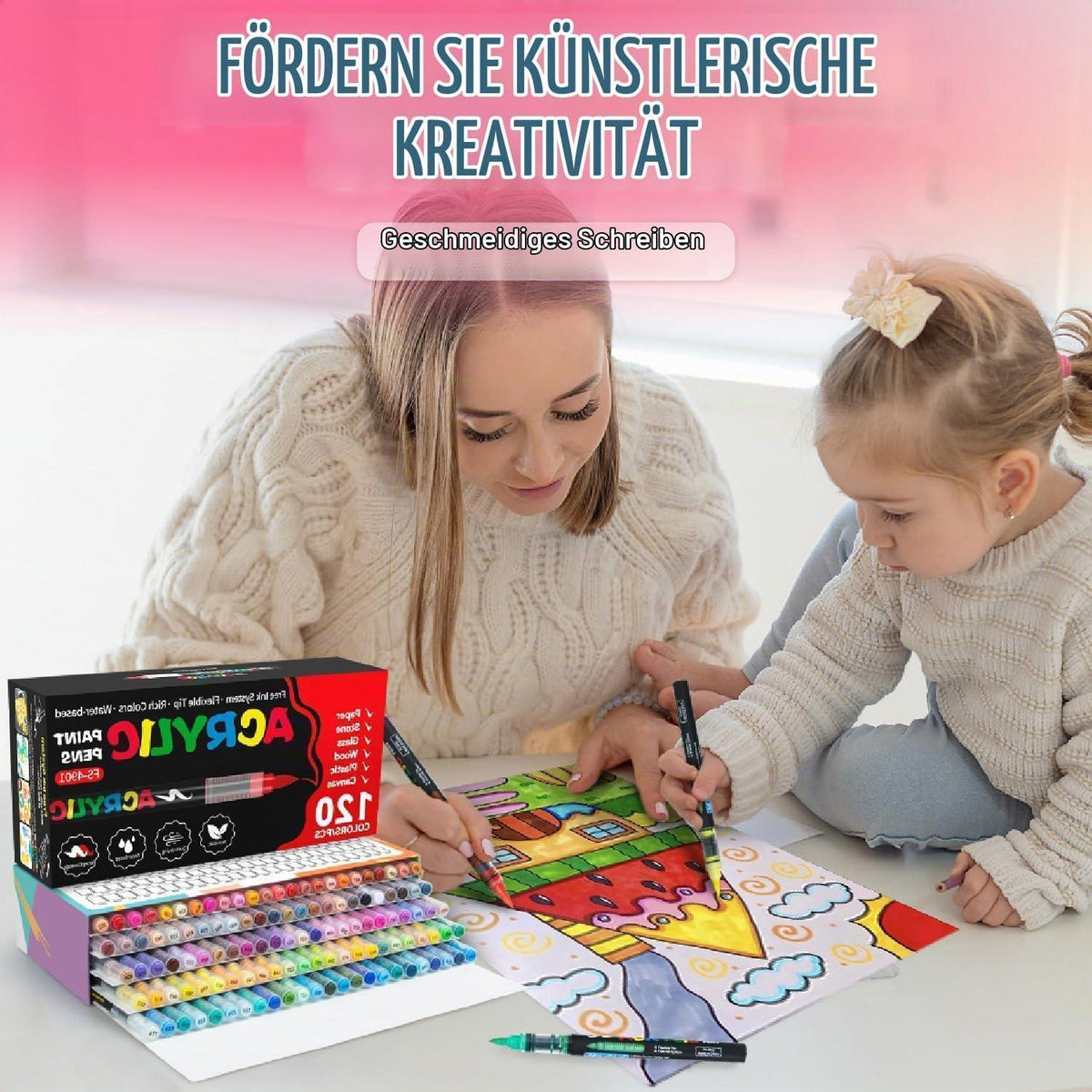 120 Acrylmarker Set für Steine, Glas & Co. – Vielseitig & Kreativ