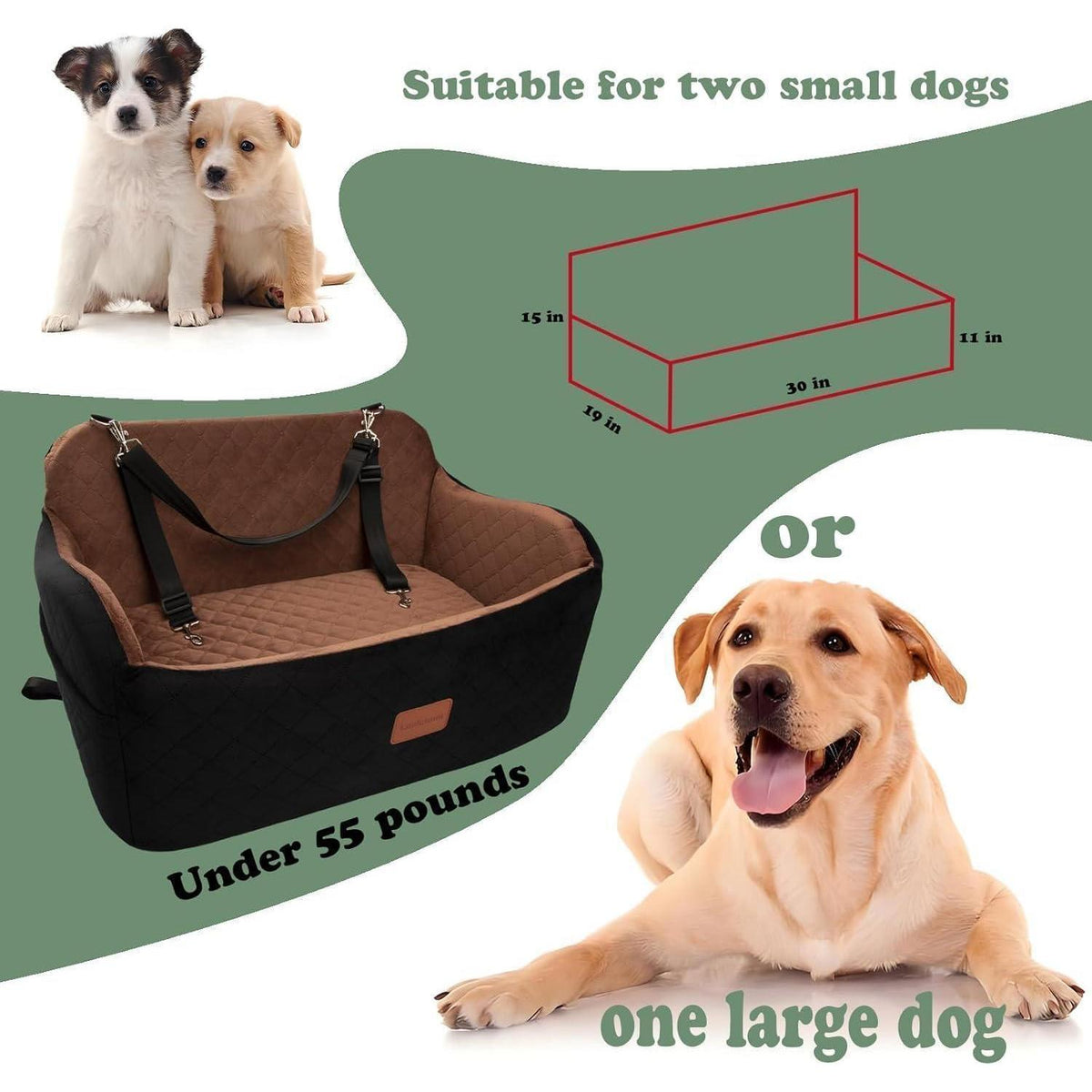 Hunde-Autositz Large – Weicher Memory-Schaum & Sicherheitsleine
