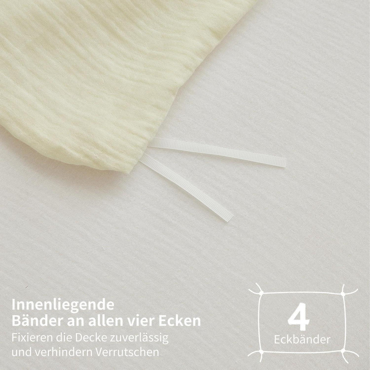 Doppelte Muslin Bettwäsche 200x220 Hellbeige Weiß – 3-teilig