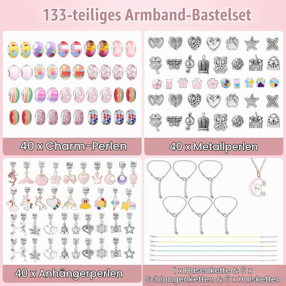 Schmuck Bastelset Mädchen 133 Teile mit Schmuckkästchen