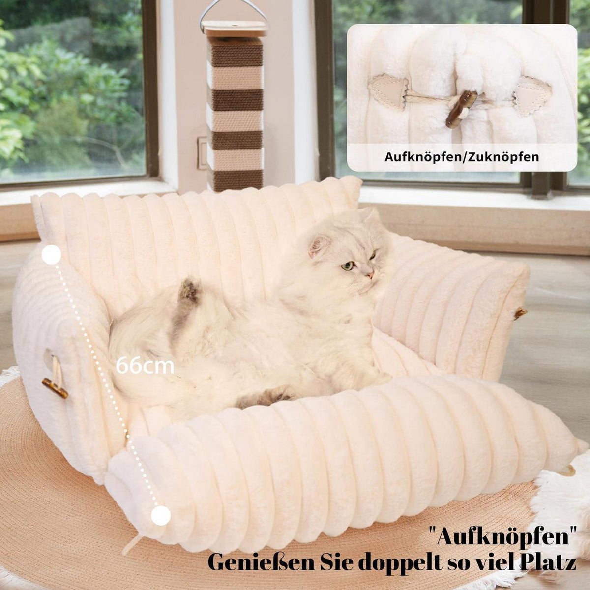 Flauschiges Katzensofa mit abnehmbarem Bezug – 63x55 cm