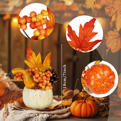 Künstliche Kürbisse Herbstdeko Set mit Beeren & Eicheln