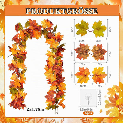 Künstliche Ahornblatt Girlande - 2er Set Herbstdeko
